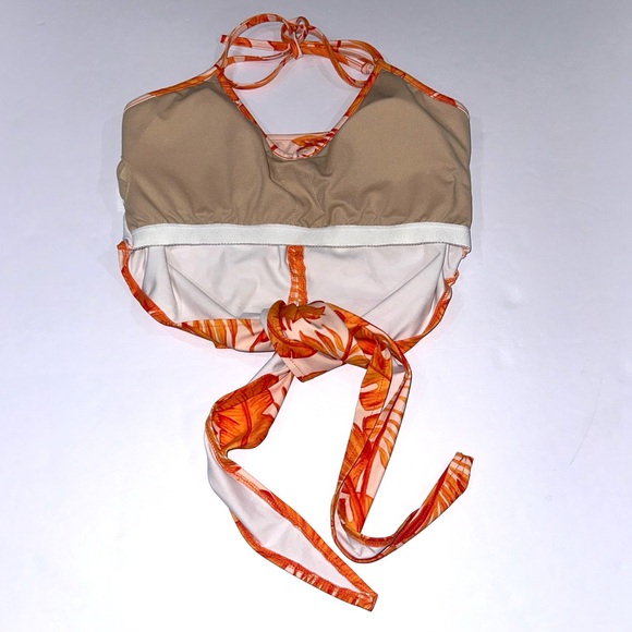 Kortni Jeane Orange Palm Print Tied-Up Top - Picture 5 of 10